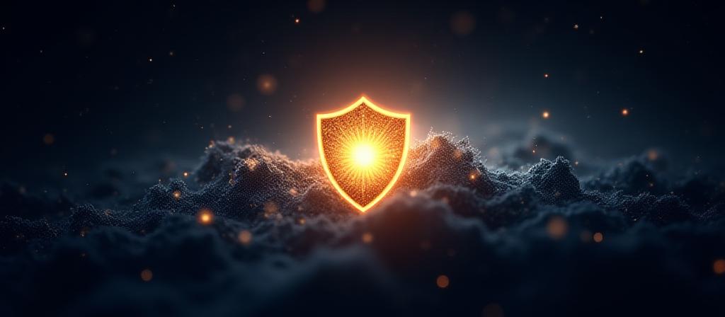 Abstrakte Darstellung von digitaler Sicherheit im Weltraum-Thema